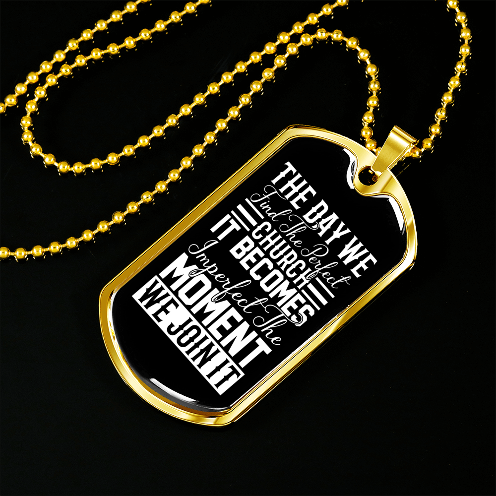 Find Perfect Church Necklace Stainless Steel or 18k Gold Dog Tag 24" Chain-Express Your Love Gifts