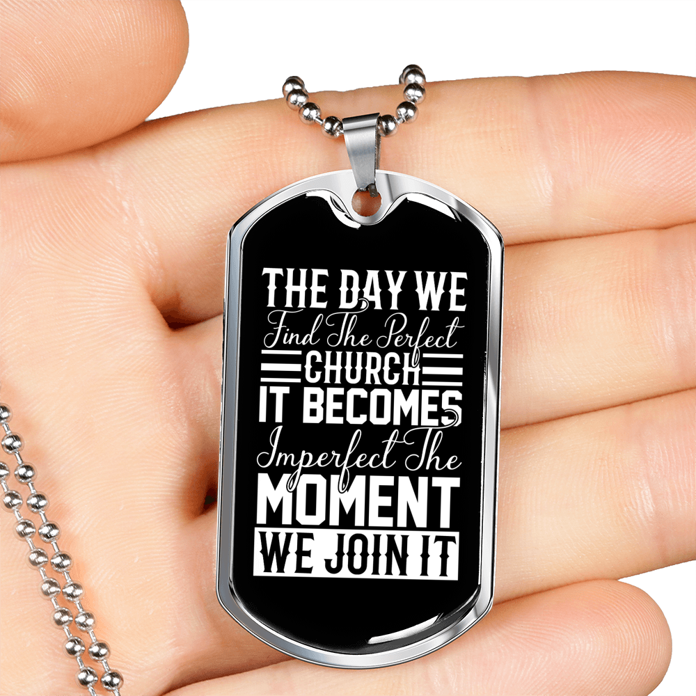Find Perfect Church Necklace Stainless Steel or 18k Gold Dog Tag 24" Chain-Express Your Love Gifts