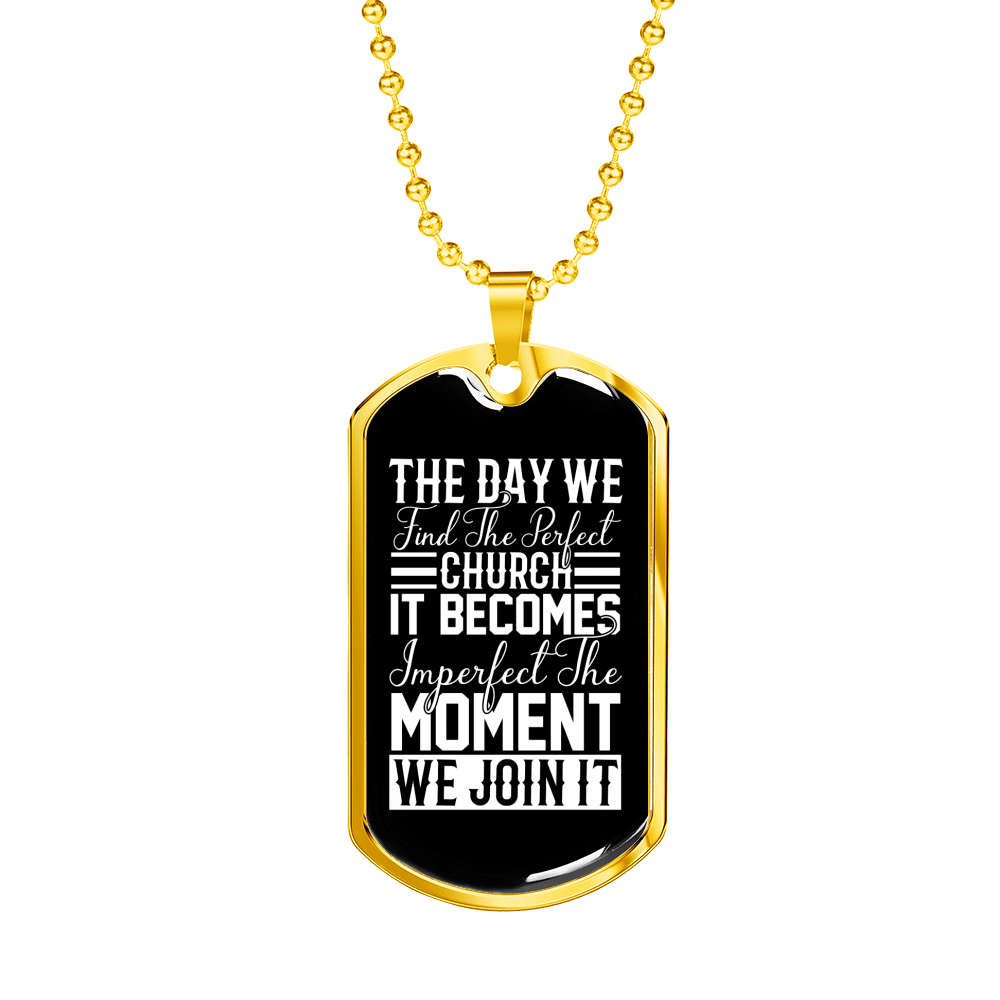 Find Perfect Church Necklace Stainless Steel or 18k Gold Dog Tag 24" Chain-Express Your Love Gifts