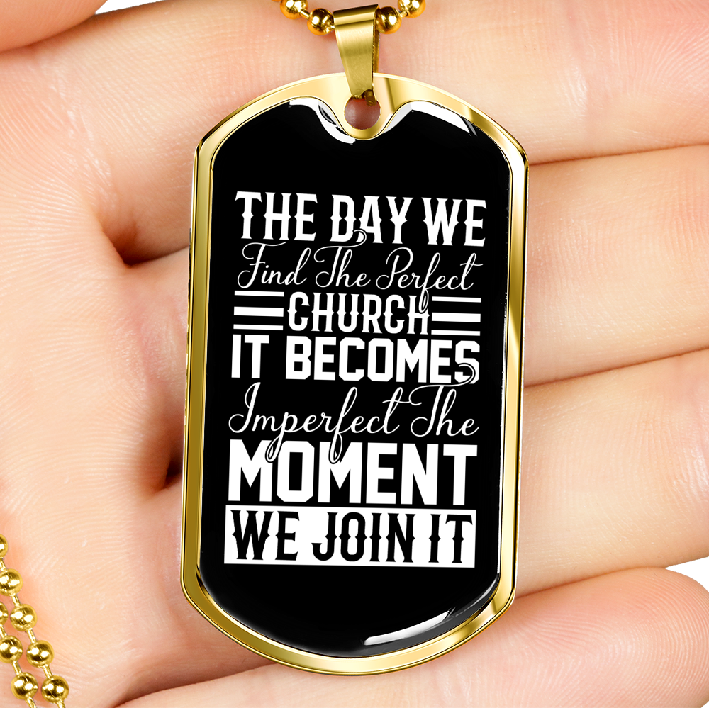 Find Perfect Church Necklace Stainless Steel or 18k Gold Dog Tag 24" Chain-Express Your Love Gifts