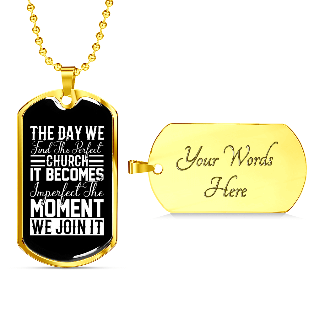 Find Perfect Church Necklace Stainless Steel or 18k Gold Dog Tag 24" Chain-Express Your Love Gifts