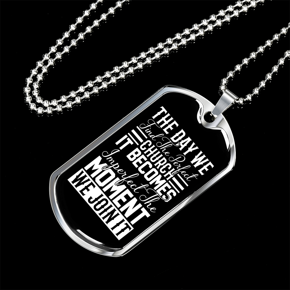 Find Perfect Church Necklace Stainless Steel or 18k Gold Dog Tag 24" Chain-Express Your Love Gifts