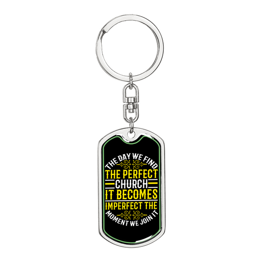 Find The Perfect Church Keychain Stainless Steel or 18k Gold Dog Tag Keyring-Express Your Love Gifts