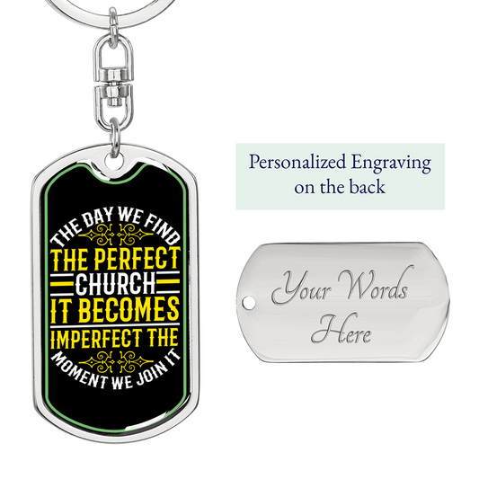Find The Perfect Church Keychain Stainless Steel or 18k Gold Dog Tag Keyring-Express Your Love Gifts