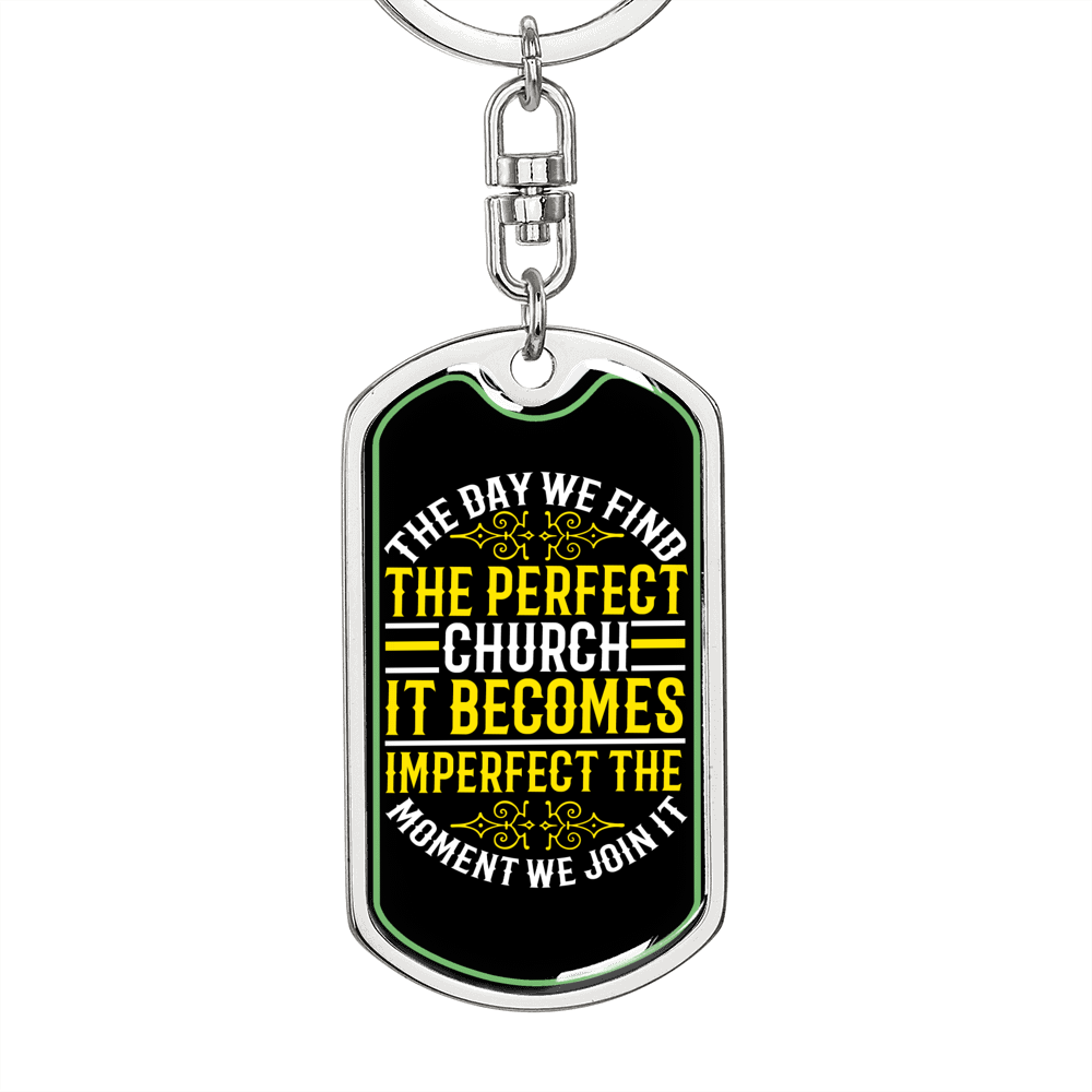Find The Perfect Church Keychain Stainless Steel or 18k Gold Dog Tag Keyring-Express Your Love Gifts