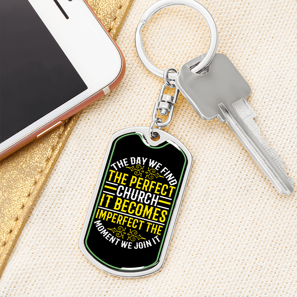 Find The Perfect Church Keychain Stainless Steel or 18k Gold Dog Tag Keyring-Express Your Love Gifts