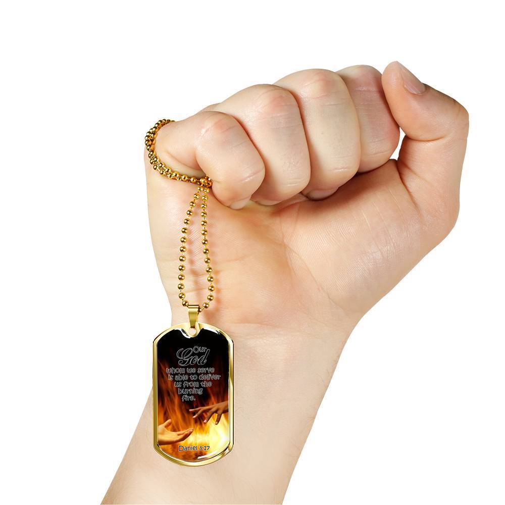 Firefighter Bible Verse Necklace Stainless Steel or 18k Gold Dog Tag 24" Chain-Express Your Love Gifts