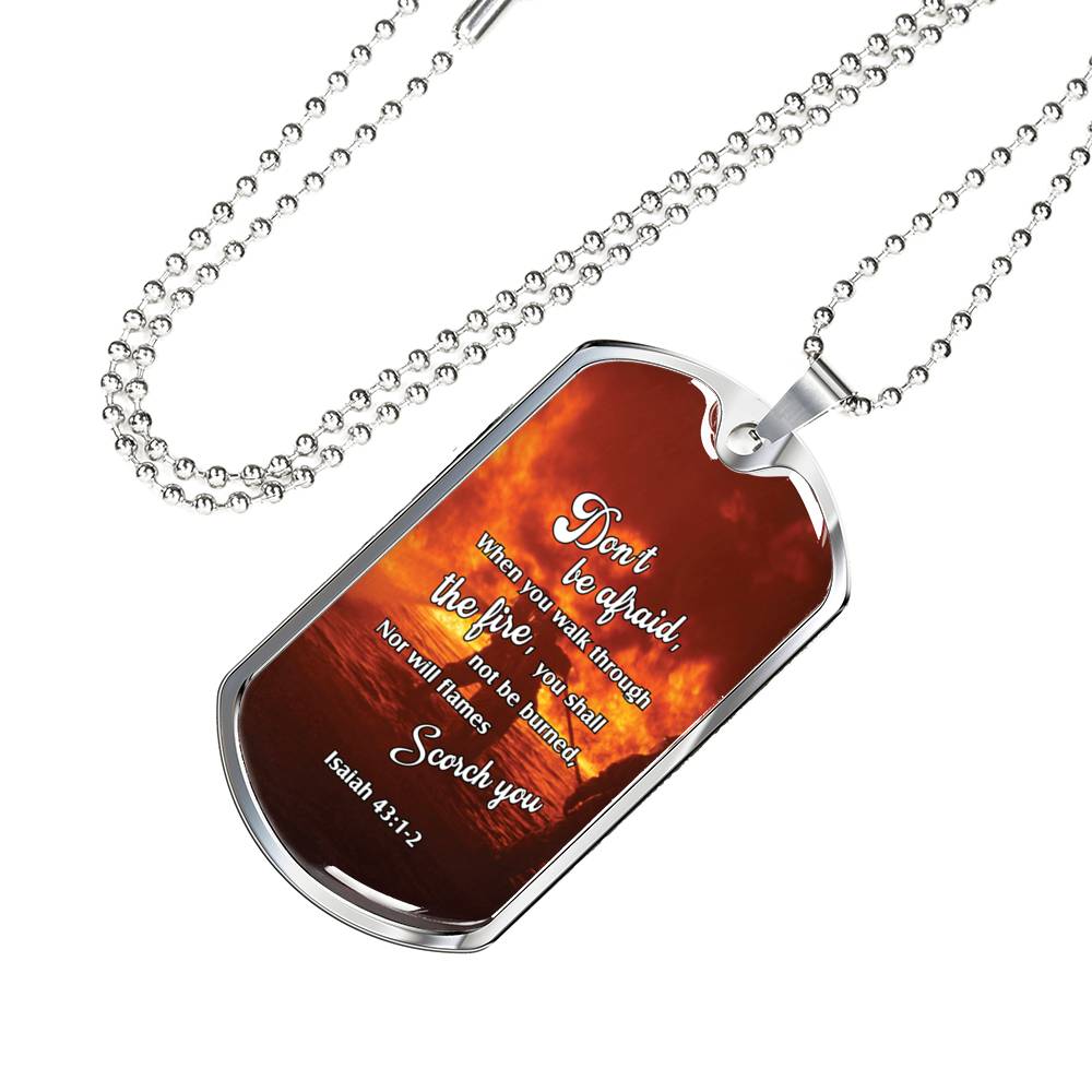 Firefighter Christian Religious Necklace Don’t Be Afraid! Dog Tag Stainless Steel or 18k Gold 24 - Express Your Love Gifts
