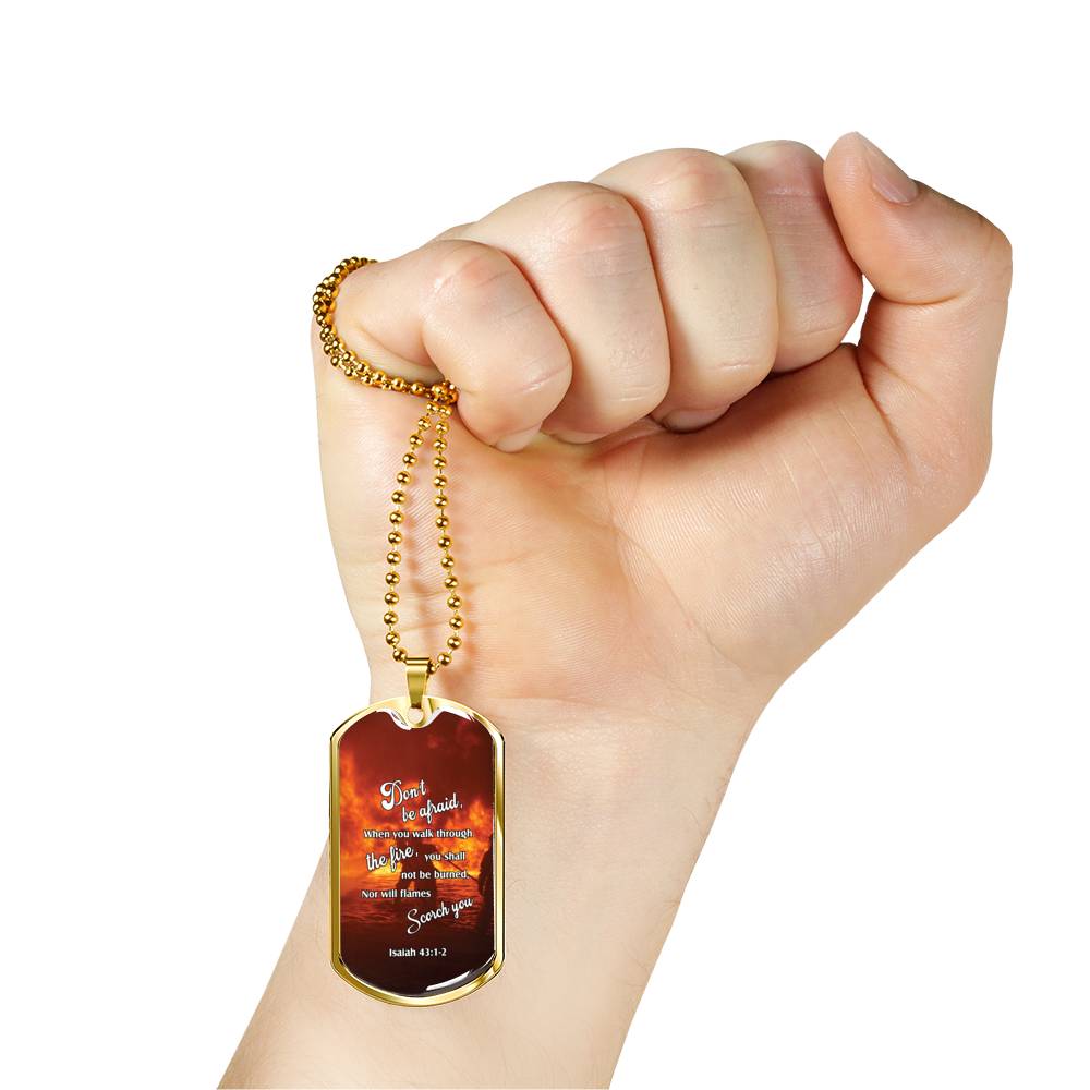 Firefighter Christian Religious Necklace Don’t Be Afraid! Dog Tag Stainless Steel or 18k Gold 24 - Express Your Love Gifts