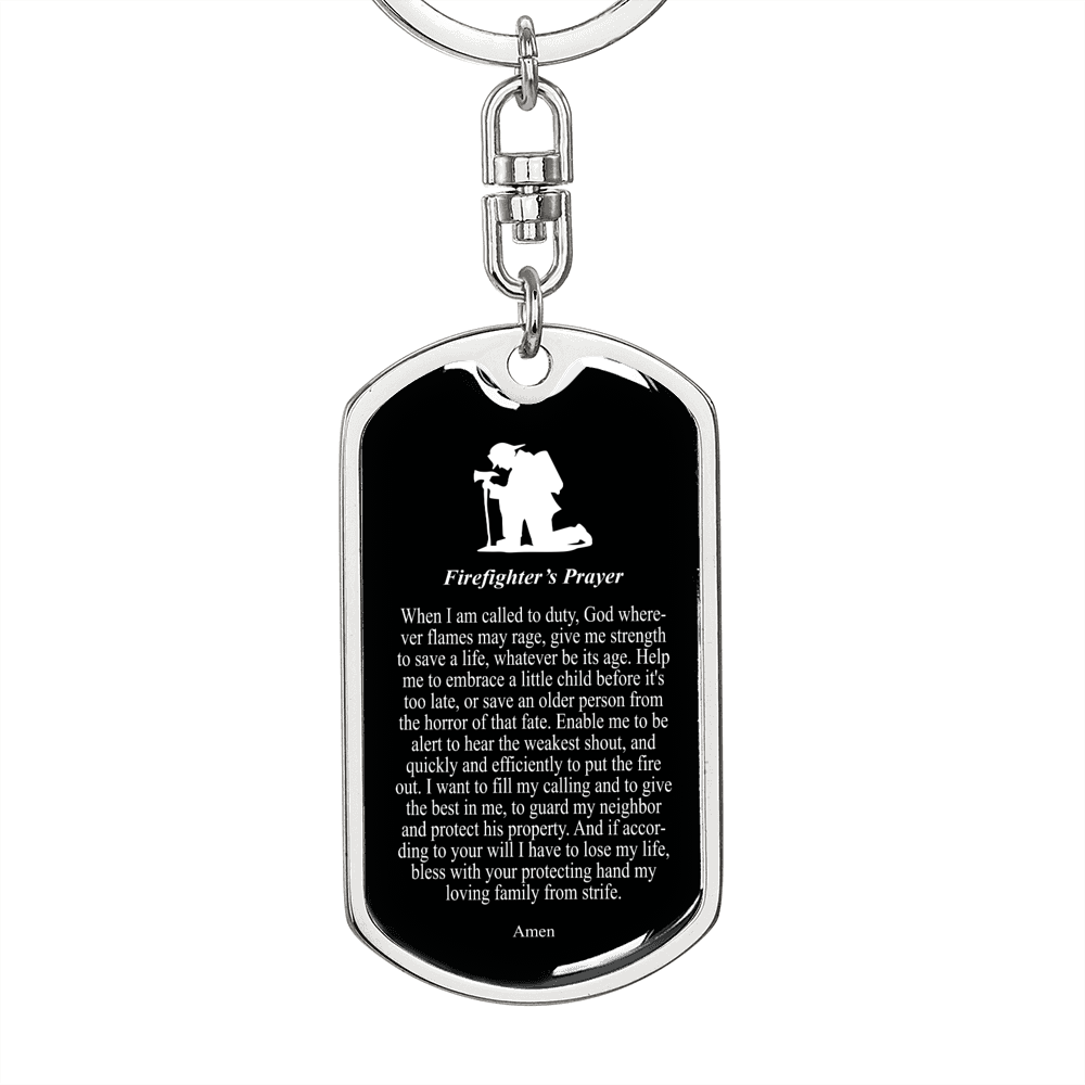 Firefighter'S Prayer Swivel Keychain Dog Tag Stainless Steel or 18k Gold-Express Your Love Gifts