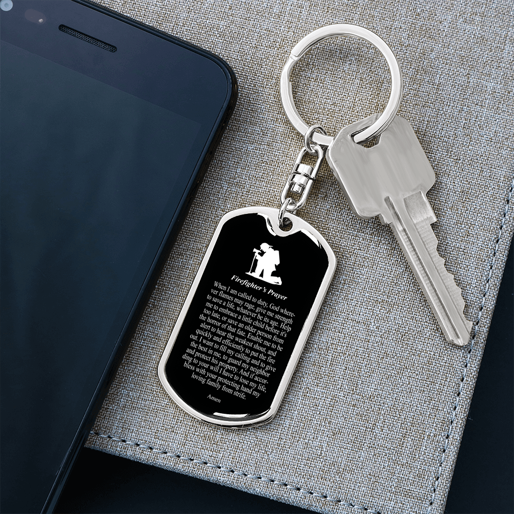 Firefighter'S Prayer Swivel Keychain Dog Tag Stainless Steel or 18k Gold-Express Your Love Gifts