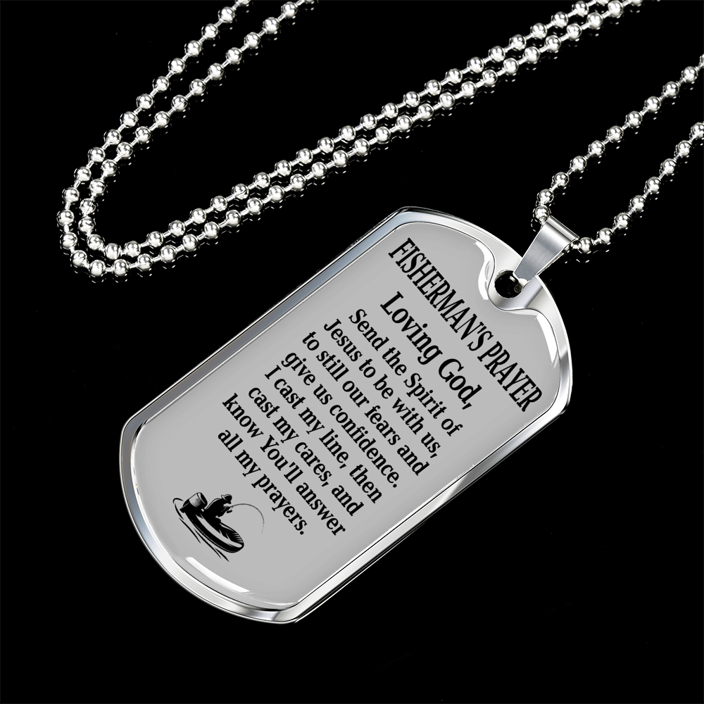 Fisherman'S Prayer Dog Tag Stainless Steel or 18k Gold 24" Chain-Express Your Love Gifts