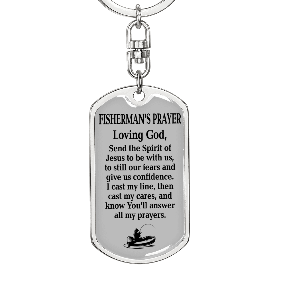 Fisherman'S Prayer Swivel Keychain Dog Tag Stainless Steel or 18k Gold-Express Your Love Gifts