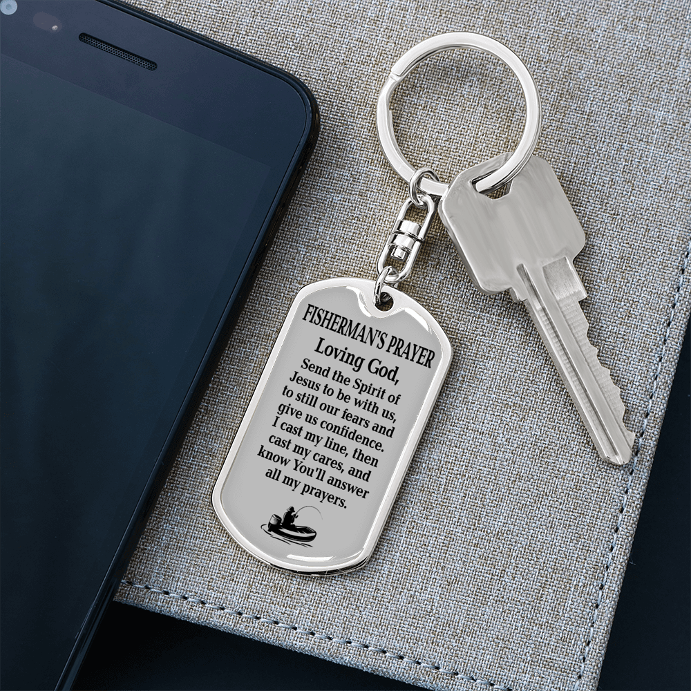 Fisherman'S Prayer Swivel Keychain Dog Tag Stainless Steel or 18k Gold-Express Your Love Gifts
