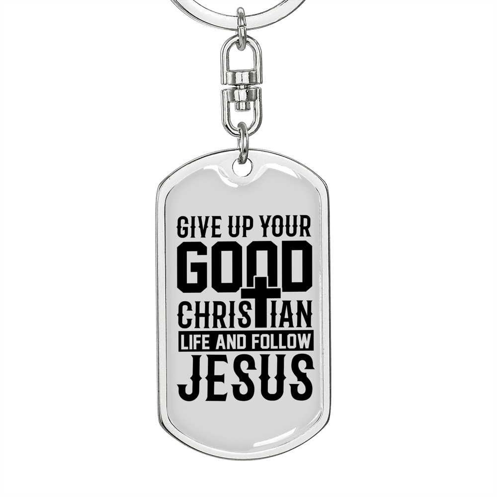 Follow Jesus Keychain Stainless Steel or 18k Gold Dog Tag Keyring-Express Your Love Gifts