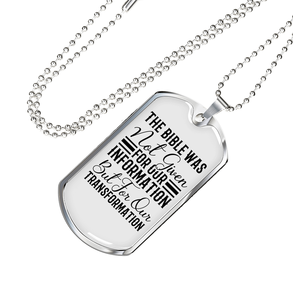 For Our Transformation Necklace Stainless Steel or 18k Gold Dog Tag 24" Chain-Express Your Love Gifts