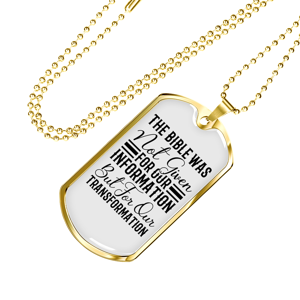 For Our Transformation Necklace Stainless Steel or 18k Gold Dog Tag 24" Chain-Express Your Love Gifts