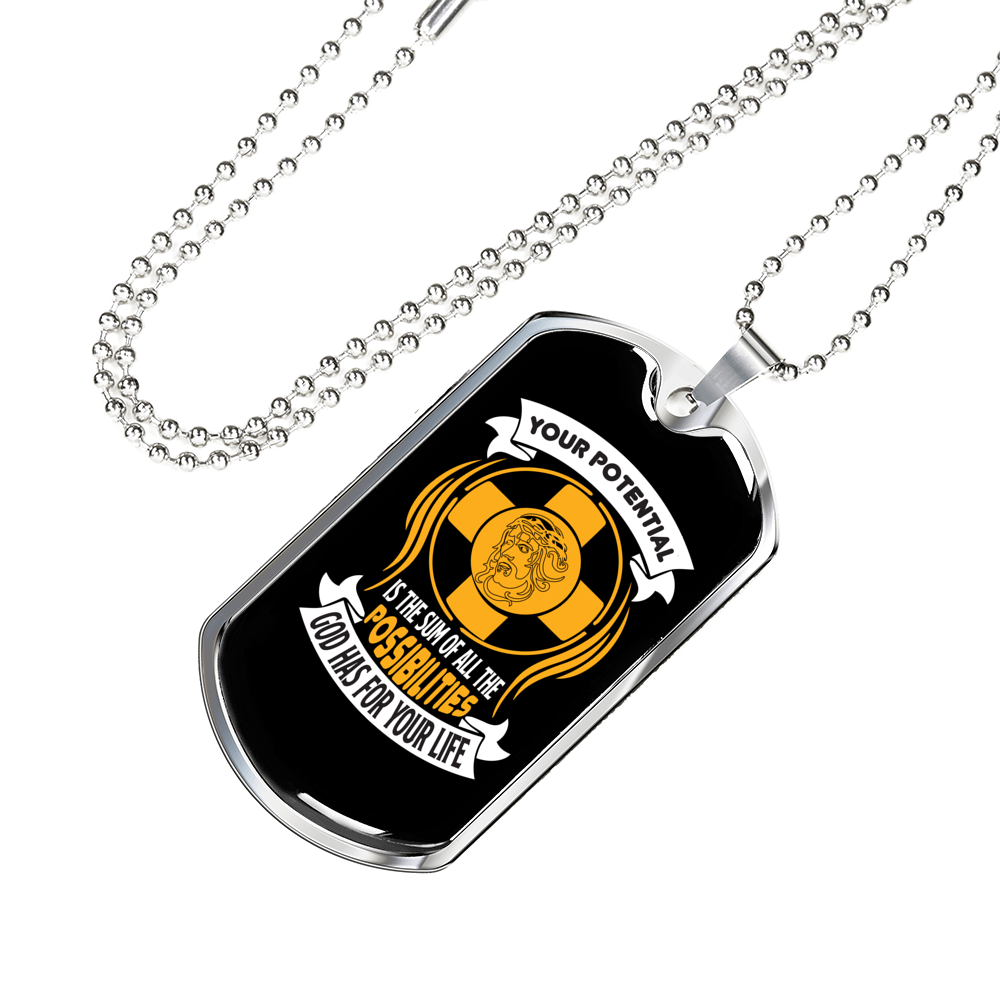 For Your Life Necklace Stainless Steel or 18k Gold Dog Tag 24" Chain-Express Your Love Gifts