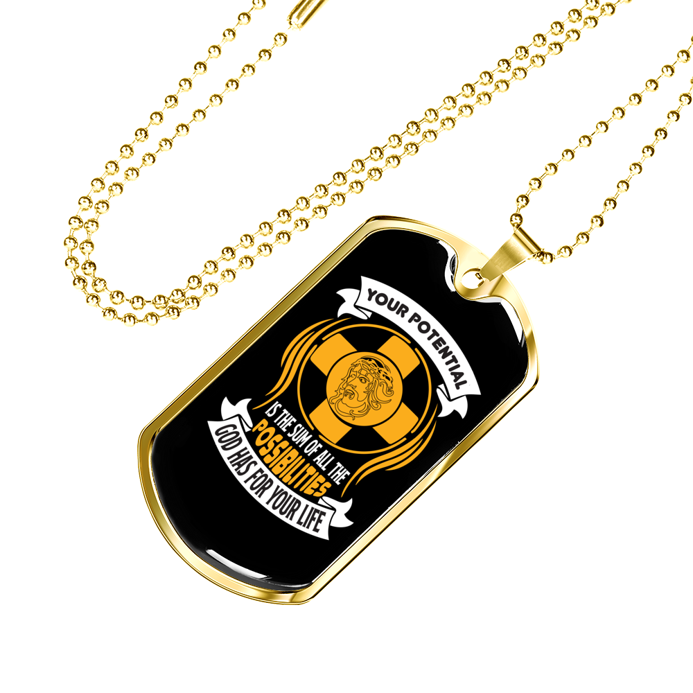 For Your Life Necklace Stainless Steel or 18k Gold Dog Tag 24" Chain-Express Your Love Gifts