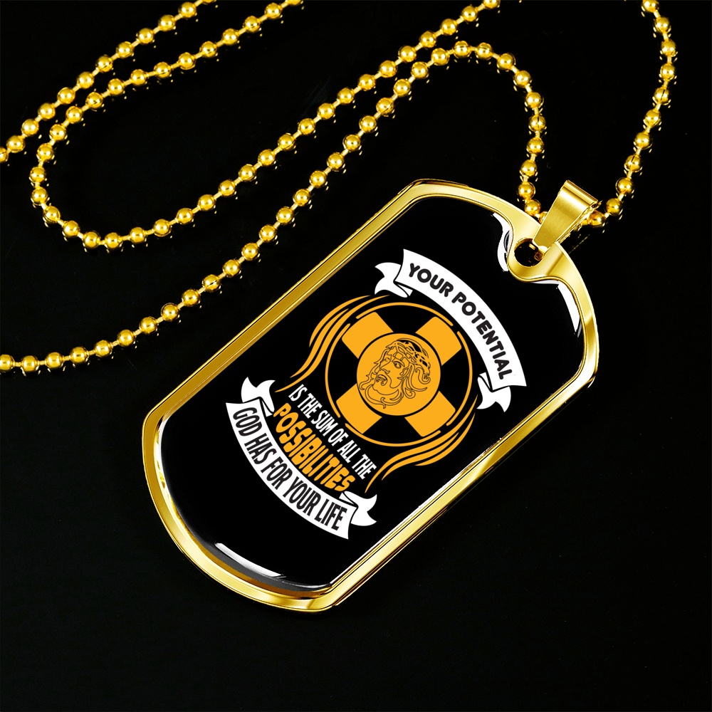 For Your Life Necklace Stainless Steel or 18k Gold Dog Tag 24" Chain-Express Your Love Gifts