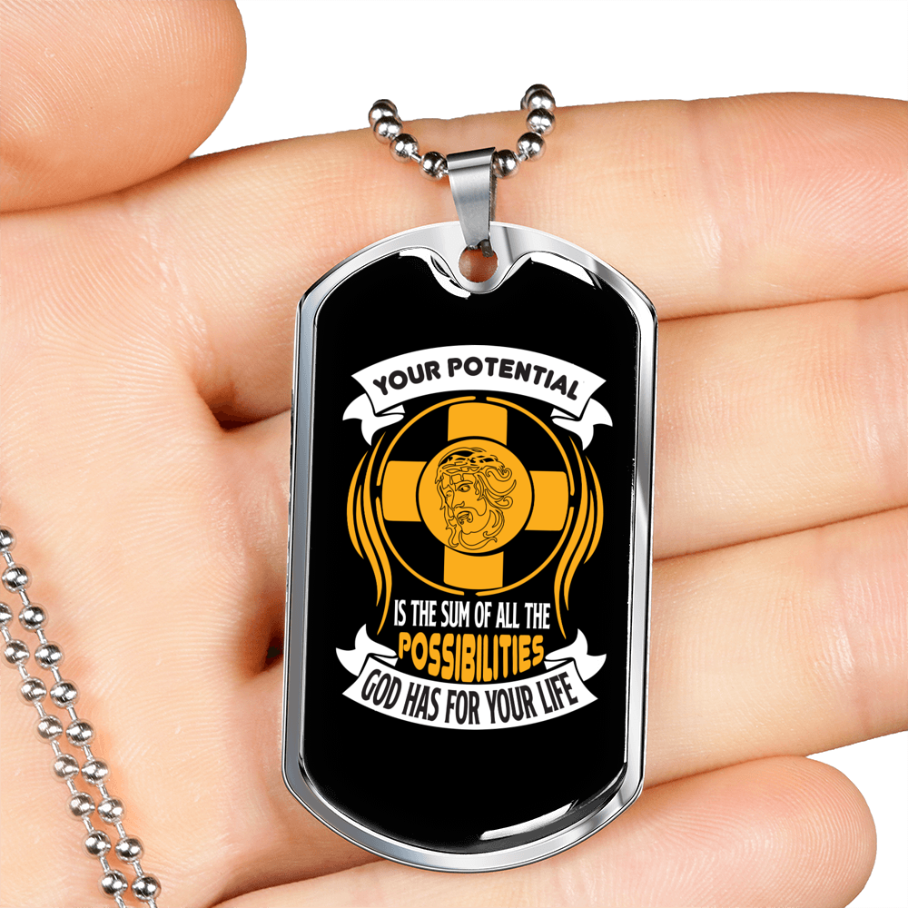 For Your Life Necklace Stainless Steel or 18k Gold Dog Tag 24" Chain-Express Your Love Gifts