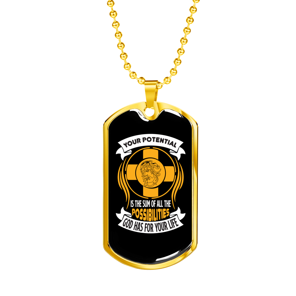 For Your Life Necklace Stainless Steel or 18k Gold Dog Tag 24" Chain-Express Your Love Gifts