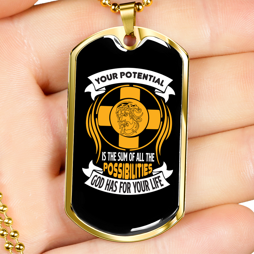 For Your Life Necklace Stainless Steel or 18k Gold Dog Tag 24" Chain-Express Your Love Gifts