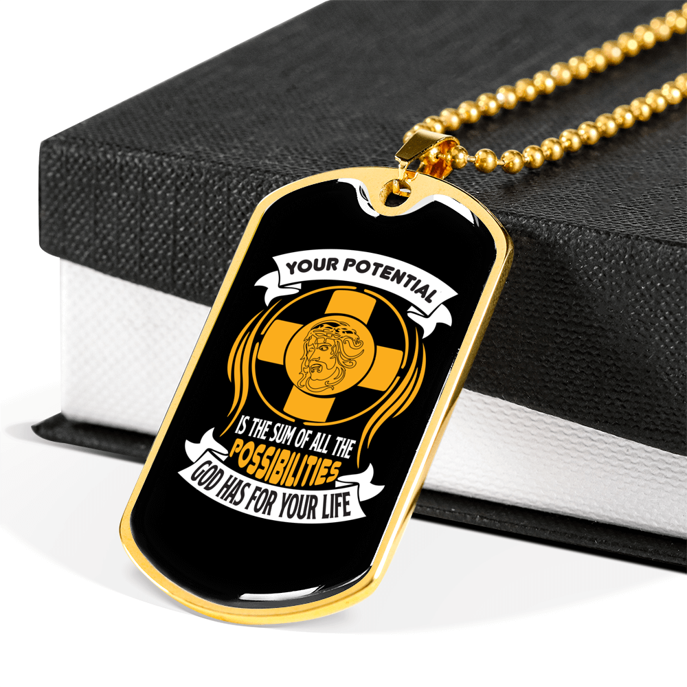 For Your Life Necklace Stainless Steel or 18k Gold Dog Tag 24" Chain-Express Your Love Gifts