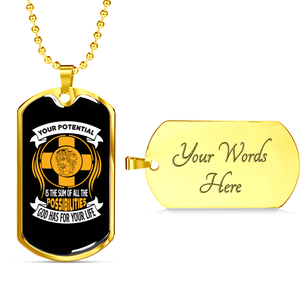 For Your Life Necklace Stainless Steel or 18k Gold Dog Tag 24" Chain-Express Your Love Gifts