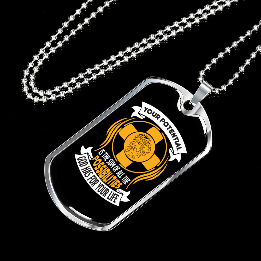 For Your Life Necklace Stainless Steel or 18k Gold Dog Tag 24" Chain-Express Your Love Gifts