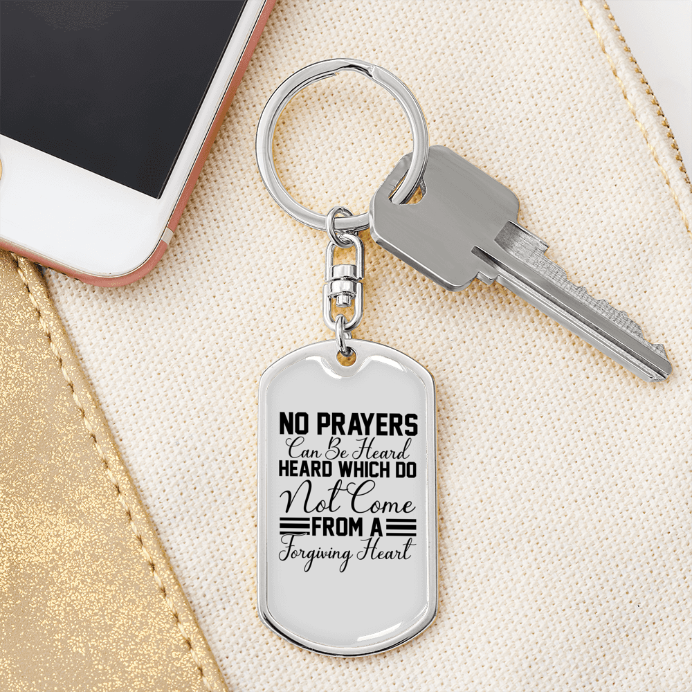 Forgiving Heart Keychain Stainless Steel or 18k Gold Dog Tag Keyring-Express Your Love Gifts