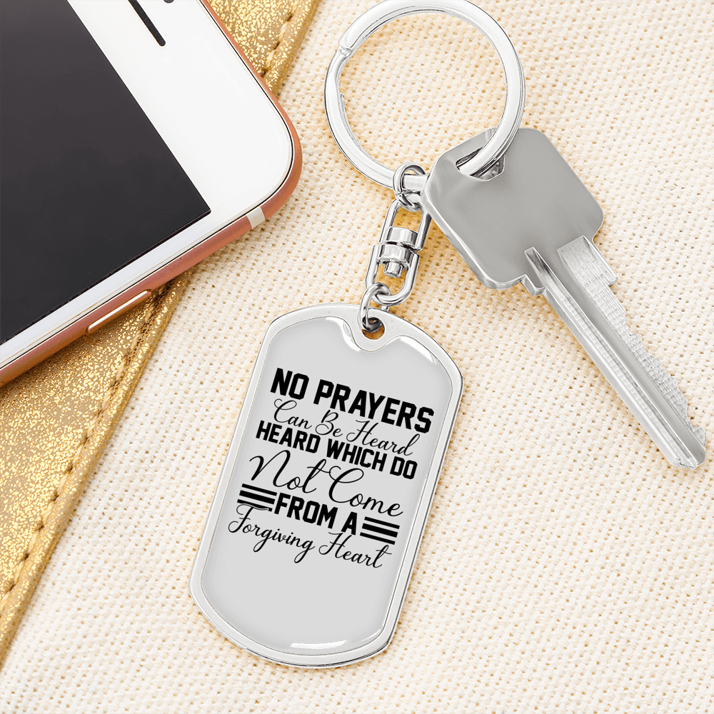 Forgiving Heart Keychain Stainless Steel or 18k Gold Dog Tag Keyring-Express Your Love Gifts