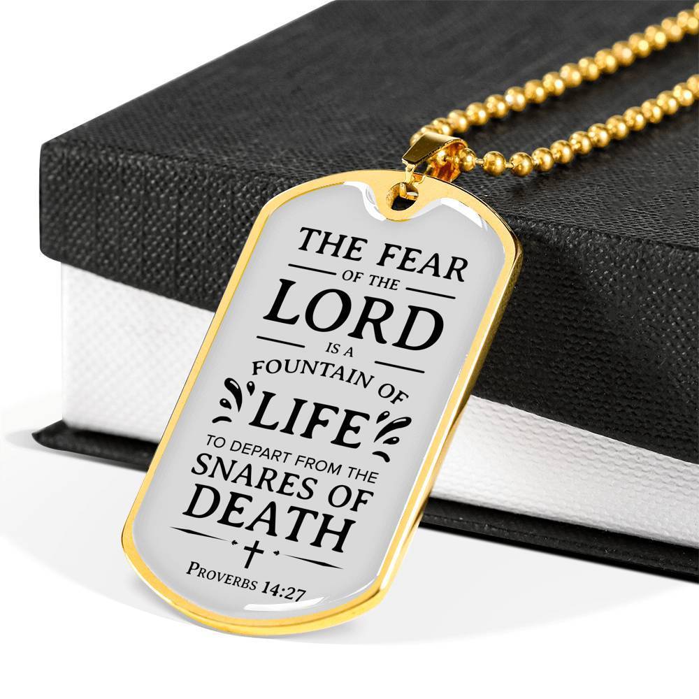 Fountain Of Life Christian Necklace Stainless Steel or 18k Gold Dog Tag 24" Chain-Express Your Love Gifts
