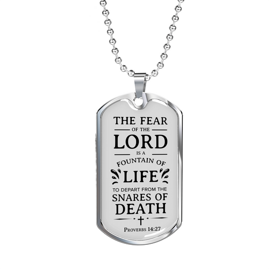 Fountain Of Life Christian Necklace Stainless Steel or 18k Gold Dog Tag w 24" Chain