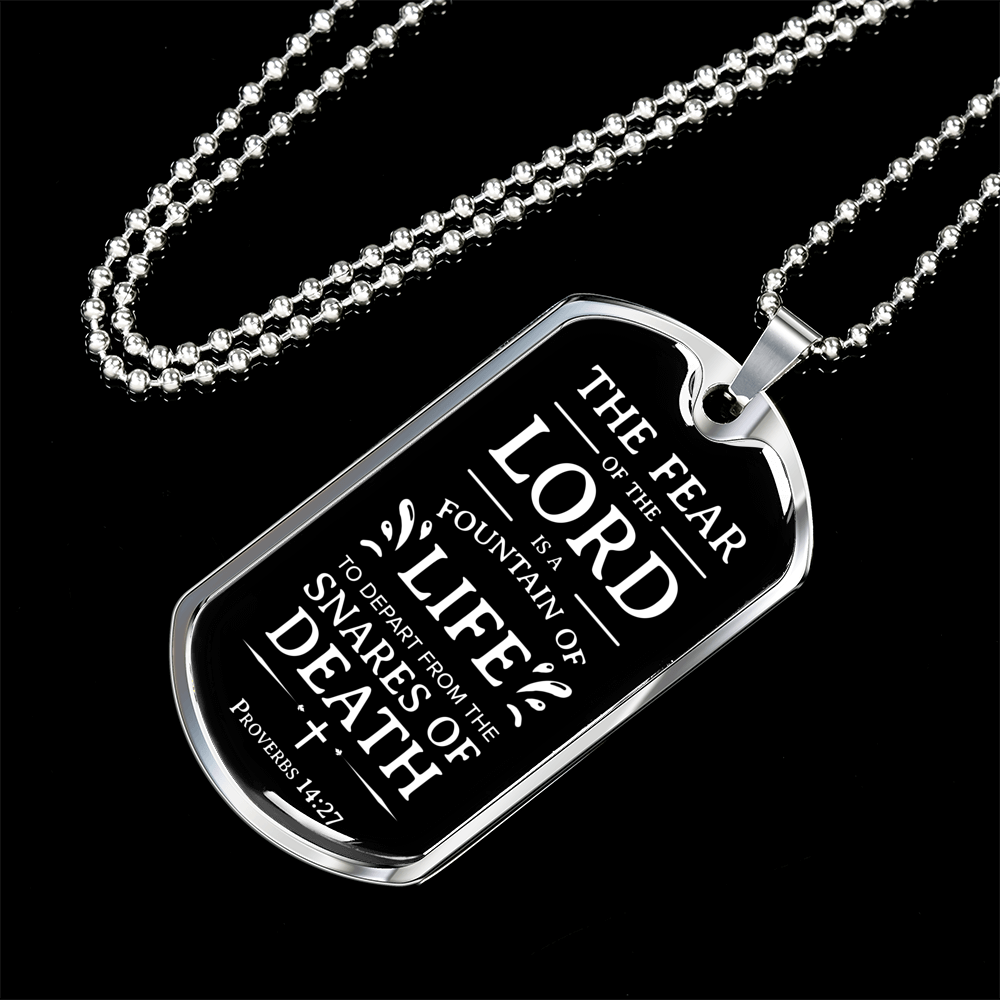 Fountain Of Life Scriptureinspired Necklace Stainless Steel or 18k Gold Dog Tag 24" Chain-Express Your Love Gifts