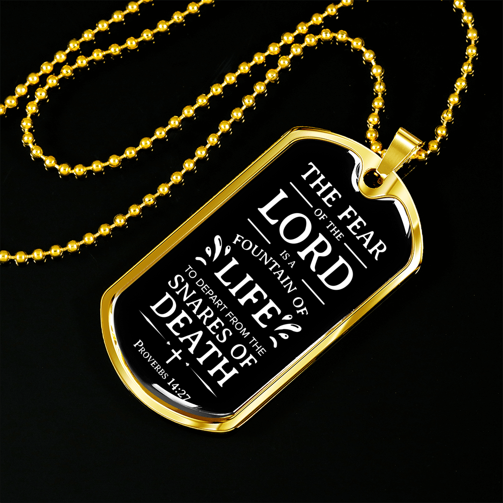Fountain Of Life Scriptureinspired Necklace Stainless Steel or 18k Gold Dog Tag 24" Chain-Express Your Love Gifts