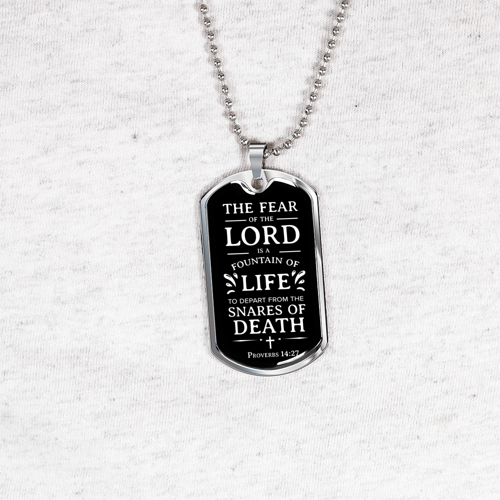 Fountain Of Life Scriptureinspired Necklace Stainless Steel or 18k Gold Dog Tag 24" Chain-Express Your Love Gifts