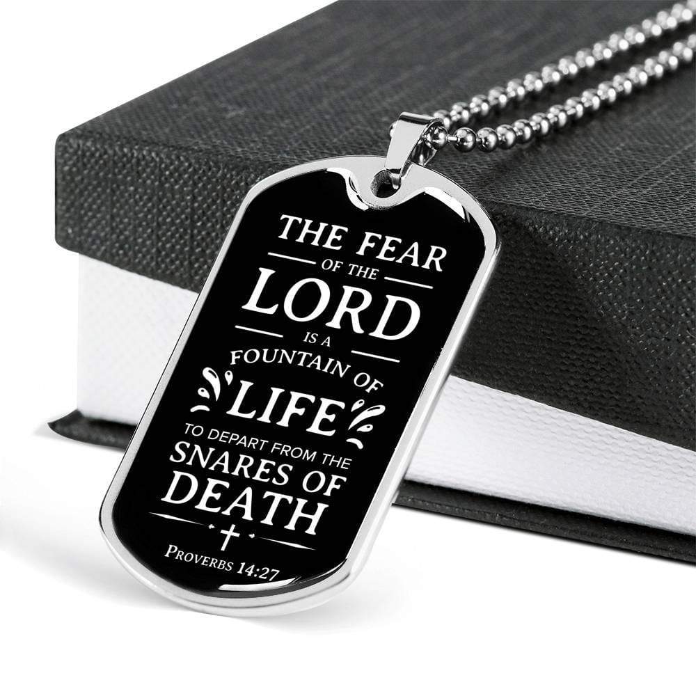 Fountain Of Life Scriptureinspired Necklace Stainless Steel or 18k Gold Dog Tag 24" Chain-Express Your Love Gifts