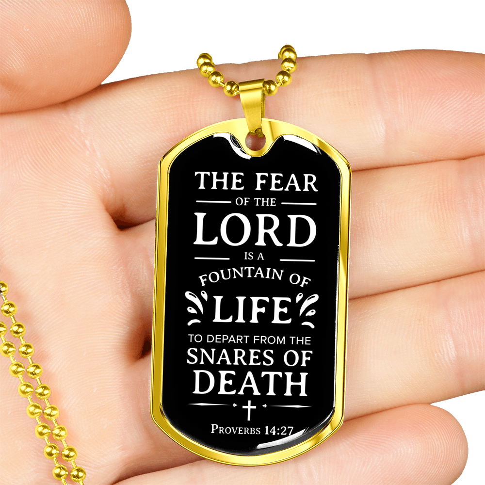 Fountain Of Life Scriptureinspired Necklace Stainless Steel or 18k Gold Dog Tag 24" Chain-Express Your Love Gifts