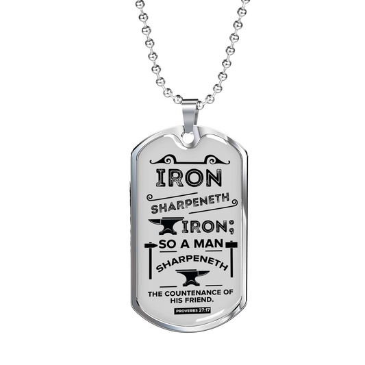 Friends Build One Another Proverbs Necklace Stainless Steel or 18k Gold Dog Tag 24" Chain-Express Your Love Gifts