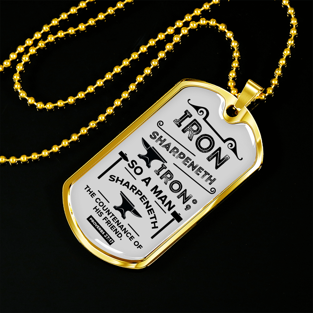 Friends Build One Another Proverbs Necklace Stainless Steel or 18k Gold Dog Tag 24" Chain-Express Your Love Gifts