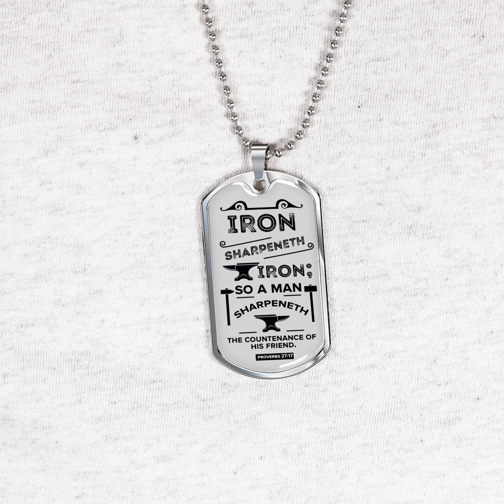 Friends Build One Another Proverbs Necklace Stainless Steel or 18k Gold Dog Tag 24" Chain-Express Your Love Gifts