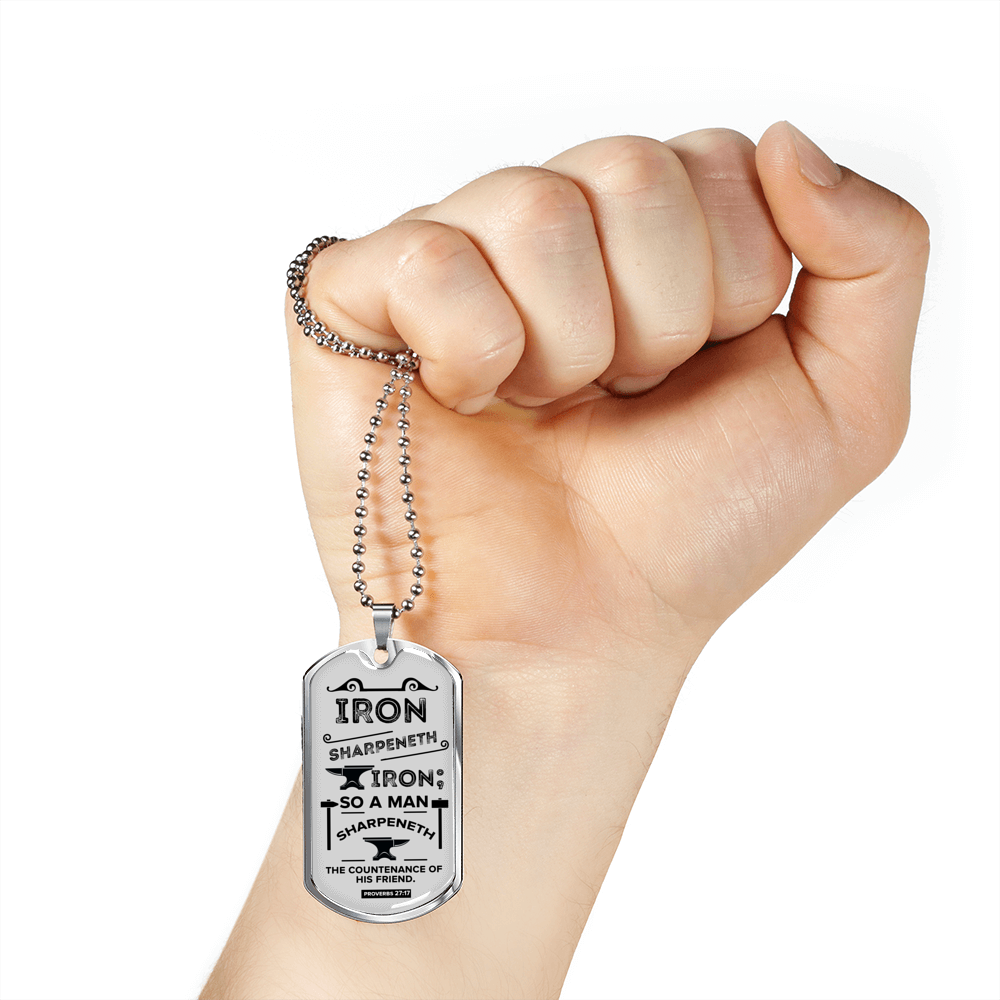 Friends Build One Another Proverbs Necklace Stainless Steel or 18k Gold Dog Tag 24" Chain-Express Your Love Gifts