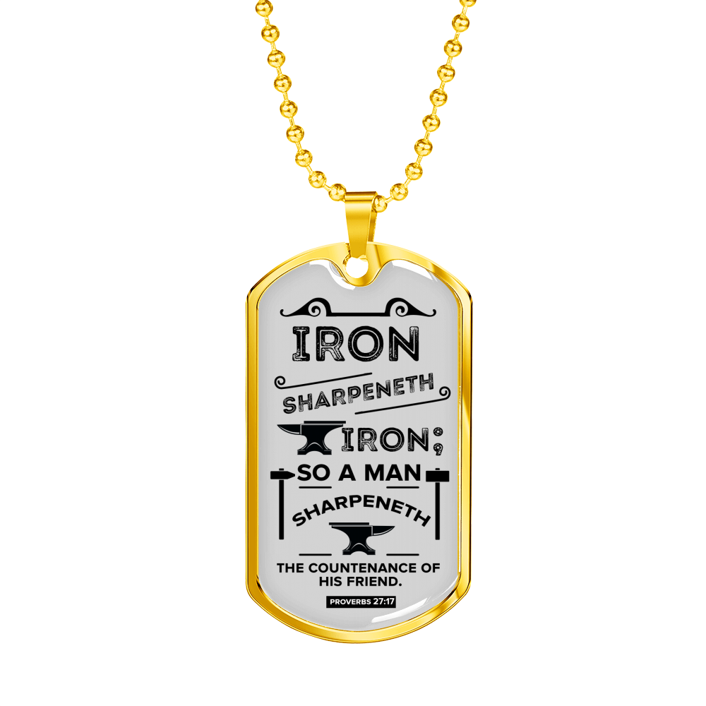 Friends Build One Another Proverbs Necklace Stainless Steel or 18k Gold Dog Tag 24" Chain-Express Your Love Gifts
