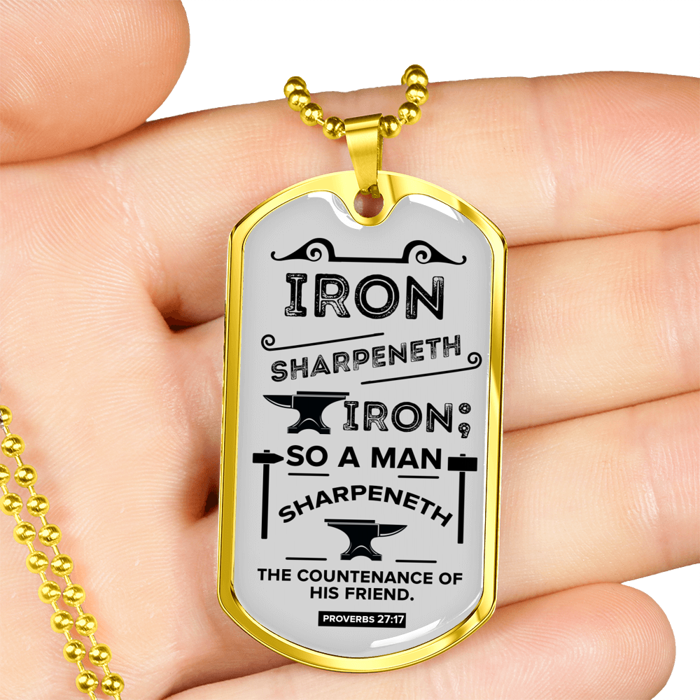 Friends Build One Another Proverbs Necklace Stainless Steel or 18k Gold Dog Tag 24" Chain-Express Your Love Gifts