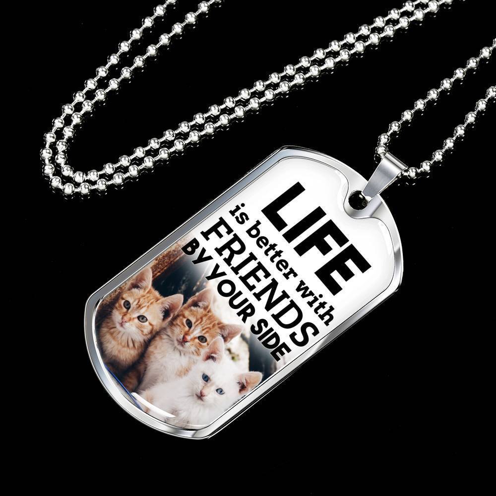Friendship Gift Necklace Stainless Steel or 18k Gold Dog Tag 24" Chain-Express Your Love Gifts