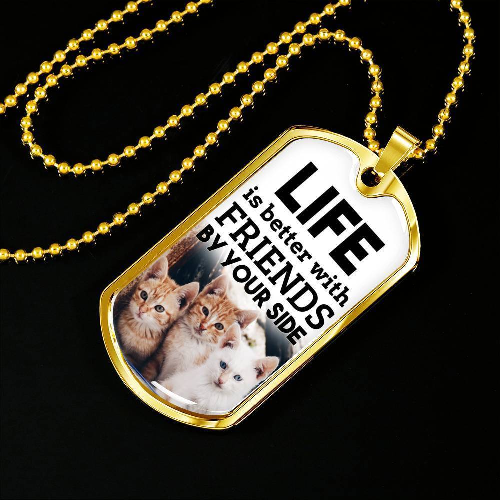 Friendship Gift Necklace Stainless Steel or 18k Gold Dog Tag 24" Chain-Express Your Love Gifts