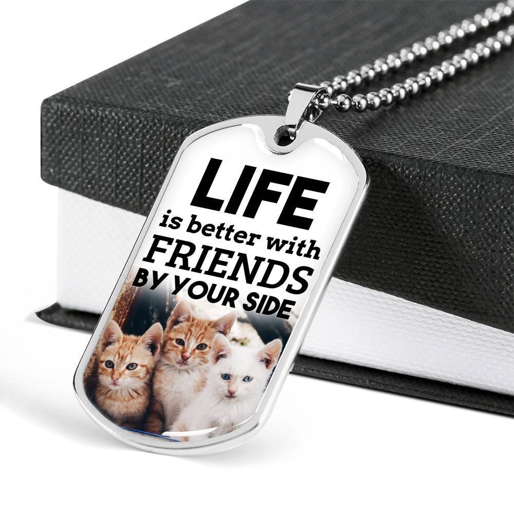 Friendship Gift Necklace Stainless Steel or 18k Gold Dog Tag 24" Chain-Express Your Love Gifts