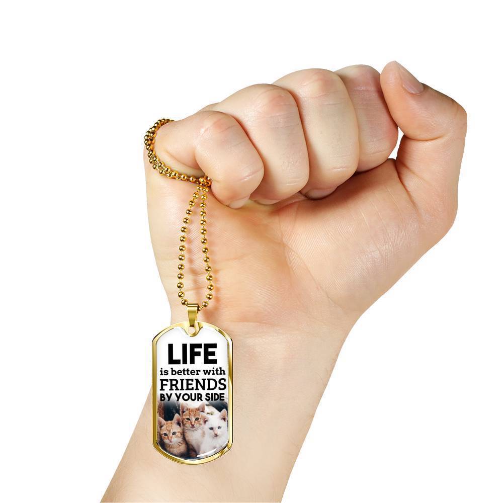 Friendship Gift Necklace Stainless Steel or 18k Gold Dog Tag 24" Chain-Express Your Love Gifts