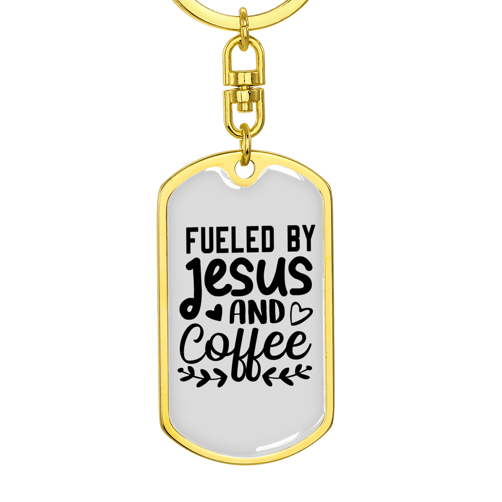 Fueled By Jesus Keychain Stainless Steel or 18k Gold Dog Tag Keyring-Express Your Love Gifts